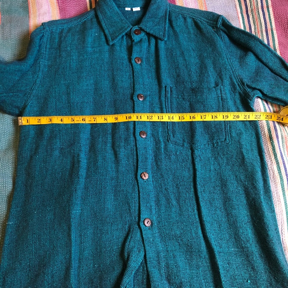 Men’s Cotton Nepalese Button-Down Shirt, Large - Picture 7 of 8